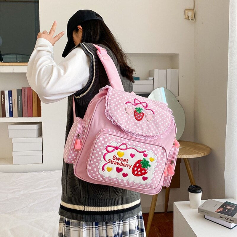 Embroidery Strawberry Backpack