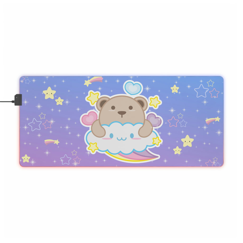 Cute Bear in Space LED Gaming Mouse Pad