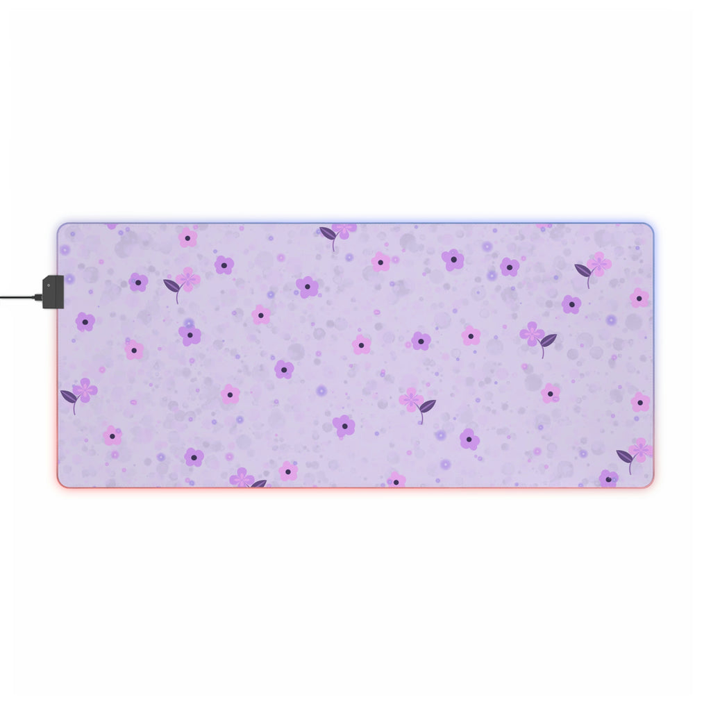 Purple Floral LED Gaming Mouse Pad