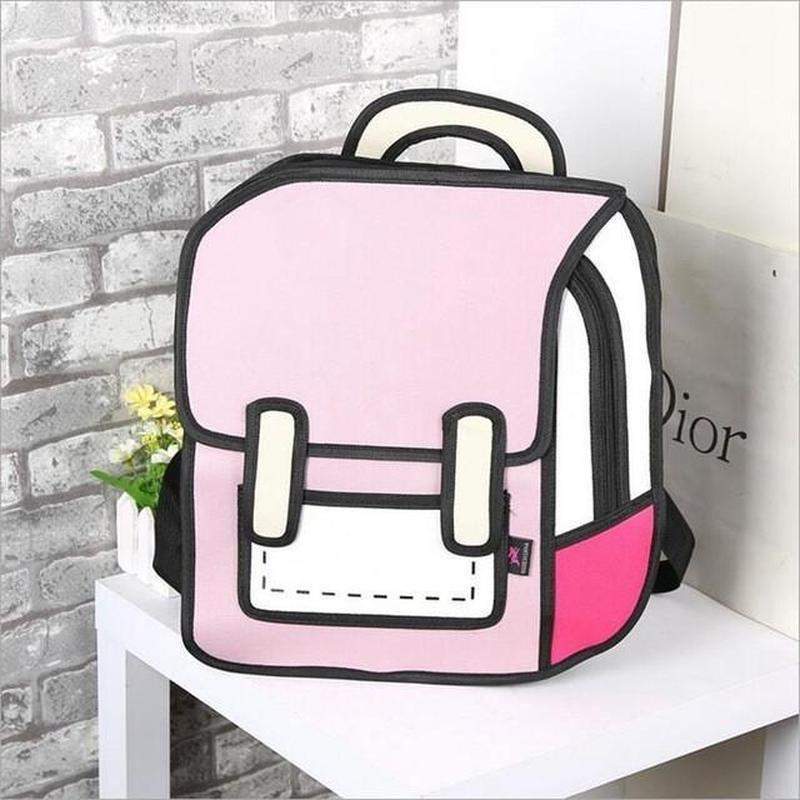 2D Cartoon Canvas Bookbag