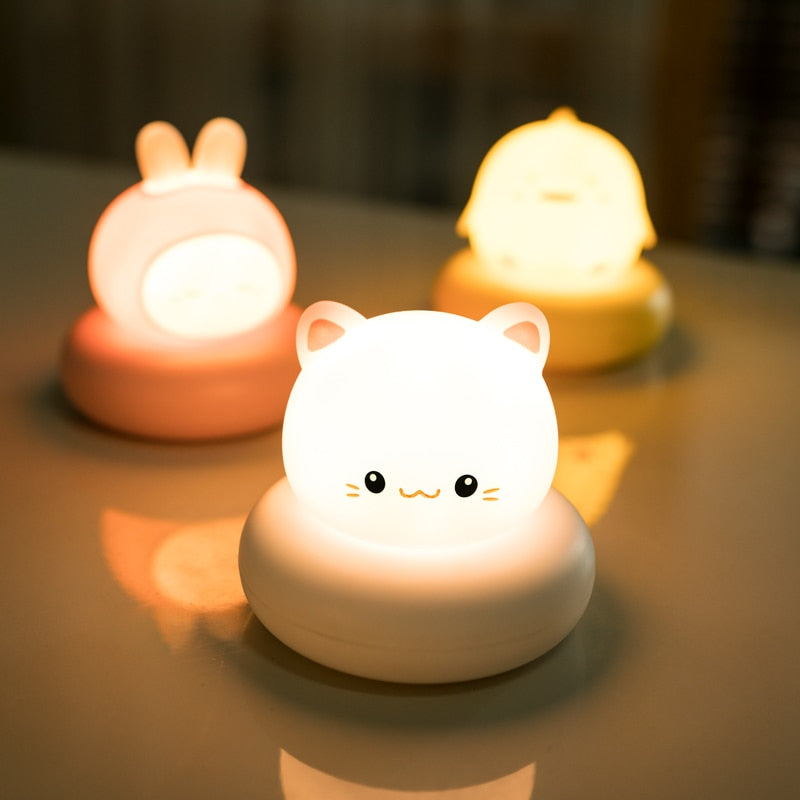 Cute Kitten Duck Bear Bunny LED Night Light