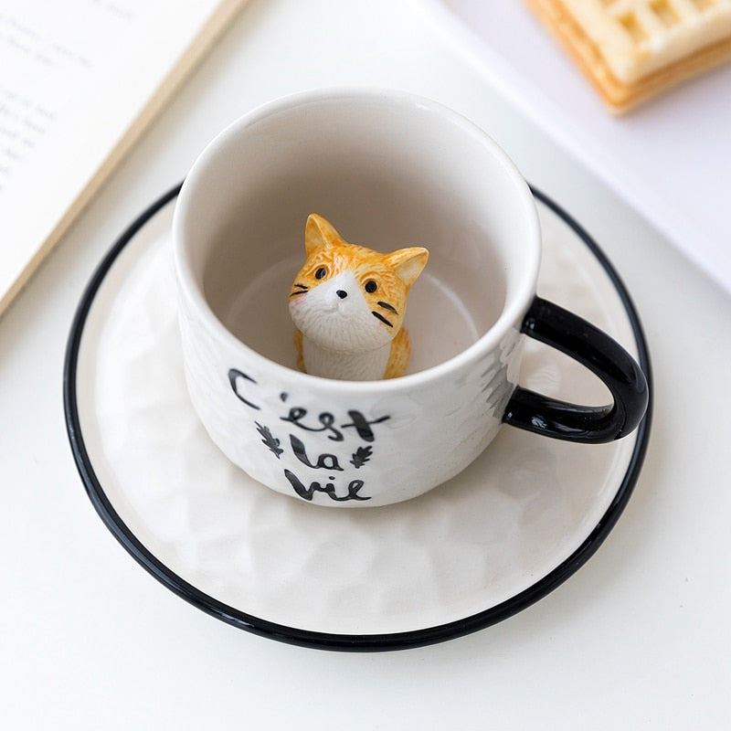 Kawaii Cat Ceramic Coffee Mug