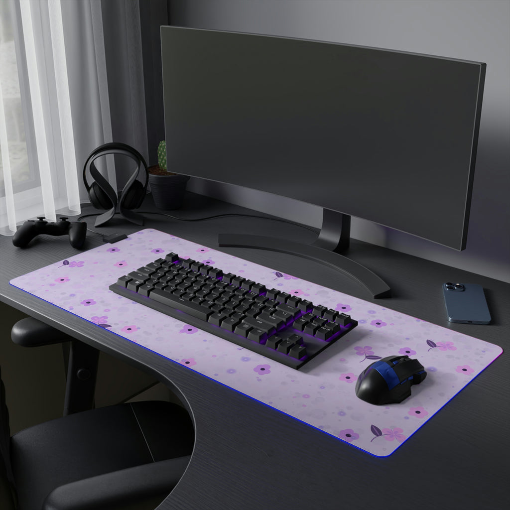 Purple Flower LED Gaming Mouse Pad